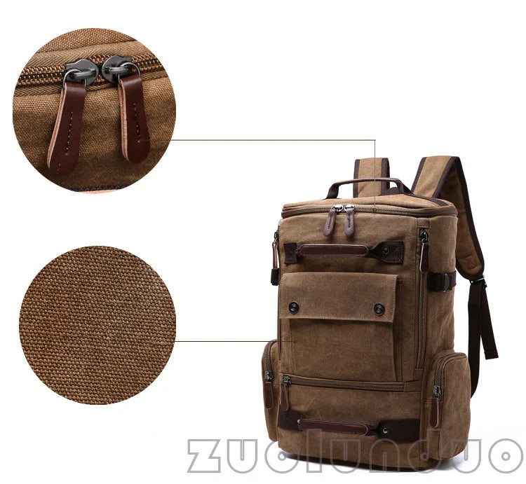 Men's Backpack Vintage Canvas Backpack School Bag Men's Travel Bags Large Capacity Backpack  Laptop Backpack Bag High Qualit