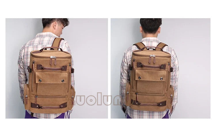 Men's Backpack Vintage Canvas Backpack School Bag Men's Travel Bags Large Capacity Backpack  Laptop Backpack Bag High Qualit