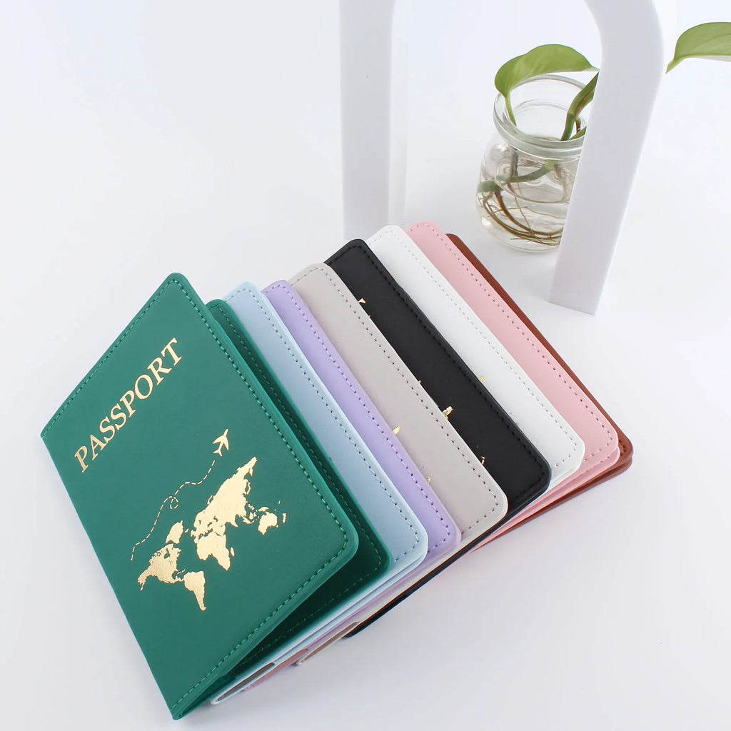 New Simple Fashion Passport Cover World Map Thin Slim Travel Passport Holder Wallet Gift PU Leather Card Case Cover Unisex